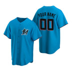Custom Miami Marlins Blue JEROMEN Stitched Cool Base Jersey