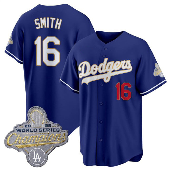 Los Angeles Dodgers #16 Will Smith Royal JEROMEN 2026 Alternate Gold Collection Stadium Stitched Jersey
