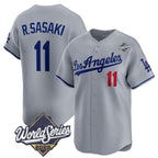 Los Angeles Dodgers #11 Roki Sasaki Gray JEROMEN 2025 World Series Stitched Jersey