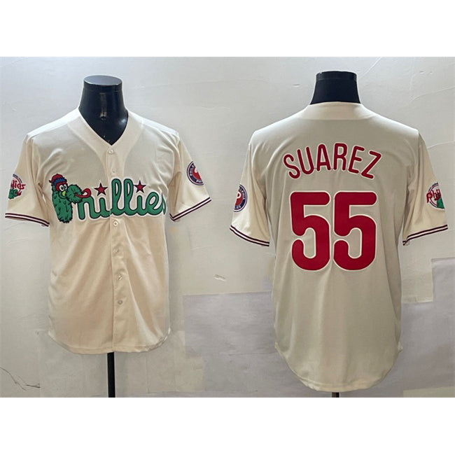 Philadelphia Phillies #55 Ranger Su¨¢rez Cream JEROMEN Phanatic Limited Stitched Jersey