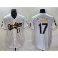 Los Angeles Dodgers #17 Shohei Ohtani Number White Gold JEROMEN Fashion Stitched Cool Base Limited Jersey