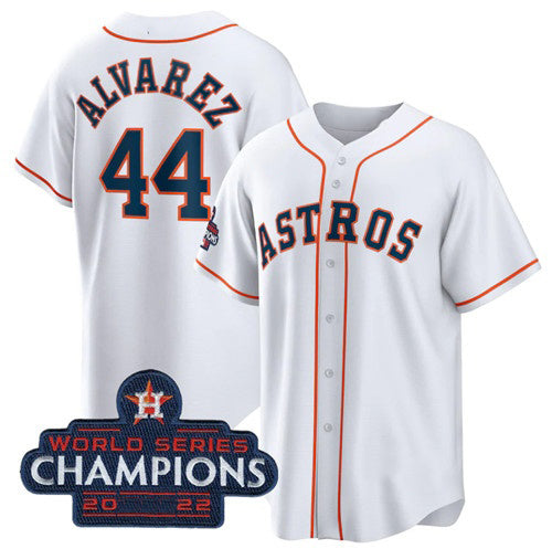 Houston Astros #44 Yordan Alvarez White JEROMEN 2022 World Series Champions Home Stitched Jersey