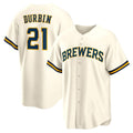 Milwaukee Brewers #21 Caleb Durbin Cream JEROMEN Home Replica Jersey