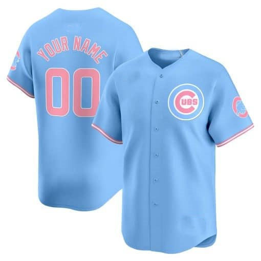 Custom Chicago Cubs Bubblegum Pink Vapor Premier Limited Jersey ¨C Blue JEROMEN