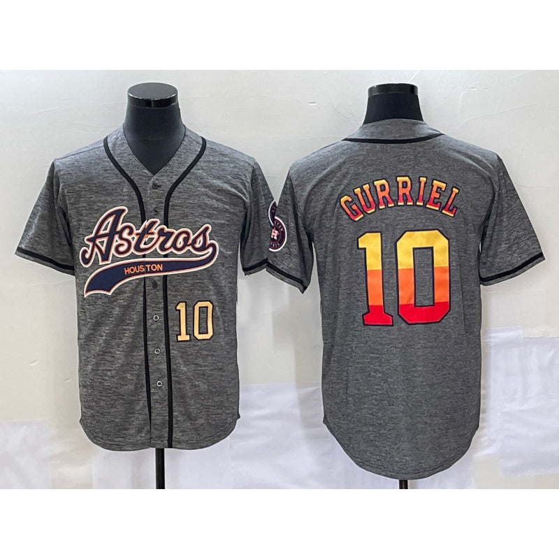 Houston Astros #10 Yuli Gurriel Number Grey JEROMEN Gridiron Cool Base Stitched Jersey 2