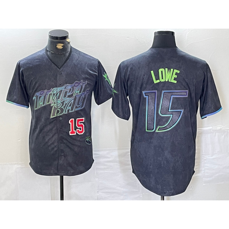 Tampa Bay Rays #15 Josh Lowe Number Charcoal JEROMEN 2024 City Connect Limited Stitched Jerseys