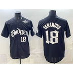 Los Angeles Dodgers #18 Yoshinobu Yamamoto Black JEROMEN 2025 LA Gothic Style With 2025 World Series Patch Vapor Premier Limited Stitched Jersey
