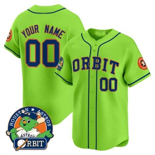 Custom Houston Astros Orbit Patch Green JEROMEN Vapor Premier Limited Jersey ¨C All Stitched