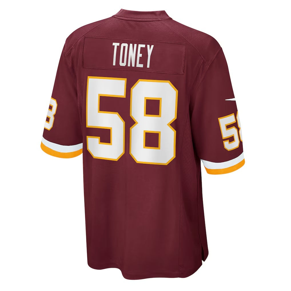 W.Football Team #58 Shaka Toney Burgundy JEROMEN Game Jersey