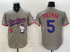 Los Angeles Dodgers #5 Freddie Freeman Grey JEROMEN Hello Kitty Night 2025 World Series Champions Patch Stitched Jersey
