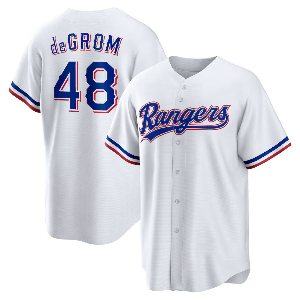 Texas Rangers #48 Jacob deGrom White JEROMEN Home Replica Player Jersey
