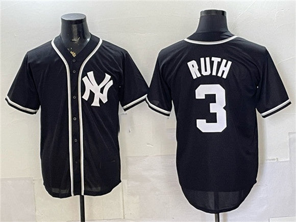 New York Yankees #3 Babe Ruth 2026 Fashion Replica Black JEROMEN Out Stitched Jersey