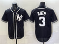 New York Yankees #3 Babe Ruth 2026 Fashion Replica Black JEROMEN Out Stitched Jersey