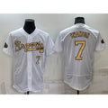 Atlanta Braves #7 Dansby Swanson White JEROMEN Number 2022 All Star Stitched Flex Base Jersey