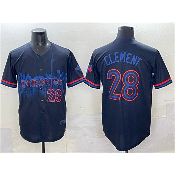 Toronto Blue Jays #28 Ernie Clement Navy JEROMEN 2024 City Connect Limited Stitched Jersey