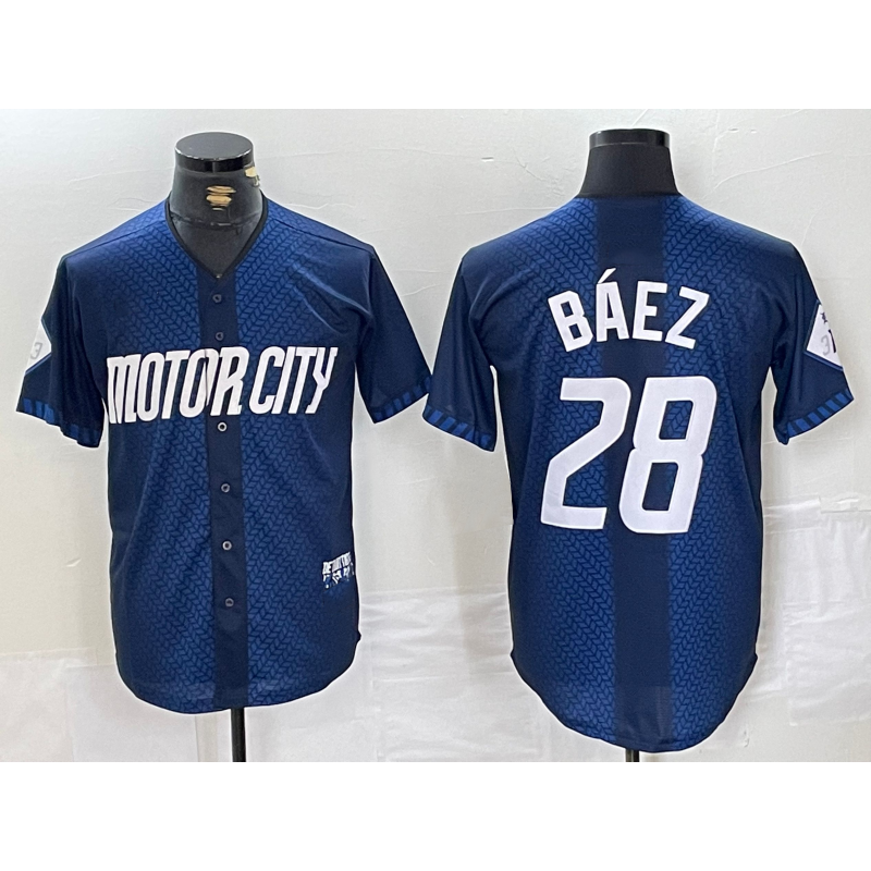 Detroit Tigers #28 Javier Baez 2024 Navy JEROMEN City Connect Cool Base Limited Stitched Jersey