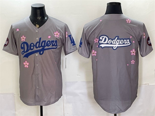 Los Angeles Dodgers Team Big Logo Grey JEROMEN 2025 Tokyo Series Limited Stitched Jersey