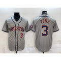 Houston Astros #3 Jeremy Pena Number Grey JEROMEN With Patch Stitched Cool Base Jersey