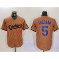 Los Angeles Dodgers #5 Freddie Freeman Number Olive JEROMEN Cool Base Limited Stitched Jersey 2