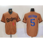Los Angeles Dodgers #5 Freddie Freeman Number Olive JEROMEN Cool Base Limited Stitched Jersey 2