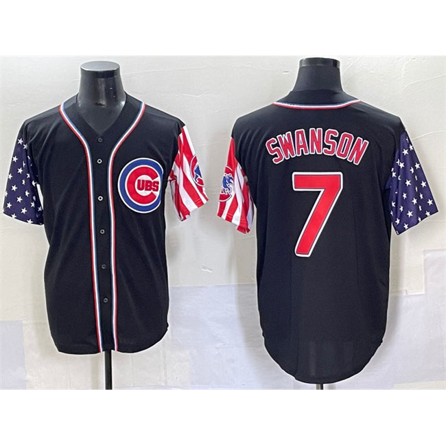 Chicago Cubs #7 Dansby Swanson Black JEROMEN 2025 Independence Day Vapor Premier Limited Stitched Jersey