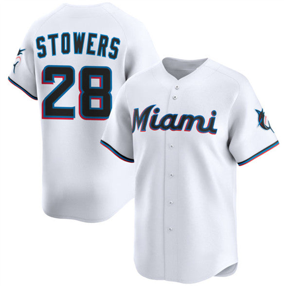 Miami Marlins #28 Kyle Stowers White JEROMEN 2024 Home Limited Stitched Jersey