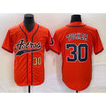 Houston Astros #30 Kyle Tucker Number Orange JEROMEN With Patch Cool Base Stitched Jersey
