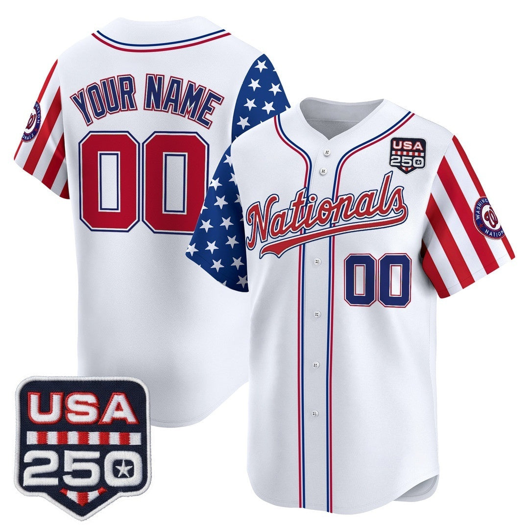 Custom Washington Nationals America 250 Edition Vapor Premier Limited White JEROMEN Stitched Jerseys