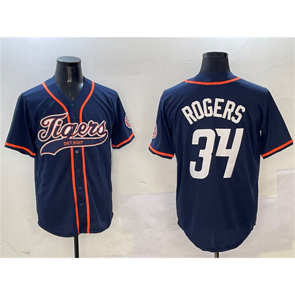 Detroit Tigers #34 Jake Rogers Navy JEROMEN With Patch Cool Base Stitched Jersey