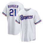 Texas Rangers #21 Jake Burger White JEROMEN Home Replica Jersey