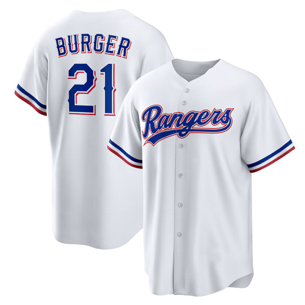 Texas Rangers #21 Jake Burger White JEROMEN Home Replica Jersey