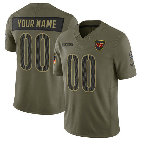 Custom W.Commanders Active Player Olive JEROMEN 2025 Salute to Service Limited Stitched Jersey