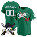 Custom Los Angeles Dodgers x One Piece Green JEROMEN Zoro Patch Vapor Premier Limited Jersey - Stitched