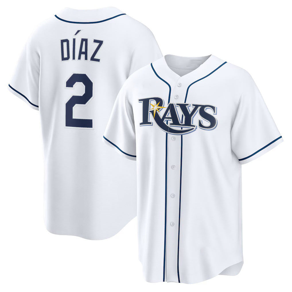 Tampa Bay Rays #2 Yandy D¨ªaz White JEROMEN Home Replica Jersey
