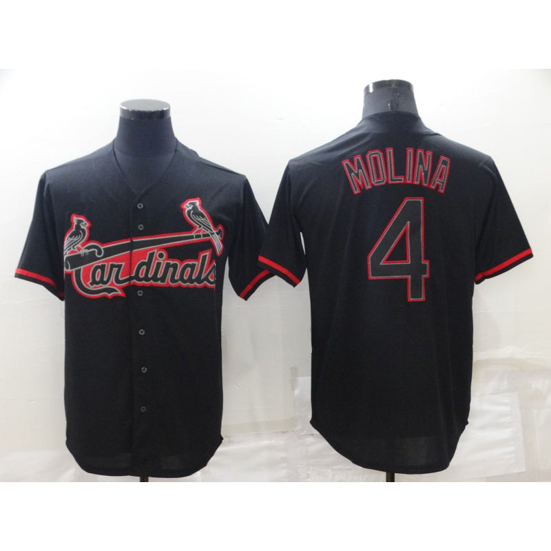 St. Louis Cardinals #4 Yadier Molina Lights Out Black JEROMEN Fashion Stitched Cool Base Jersey