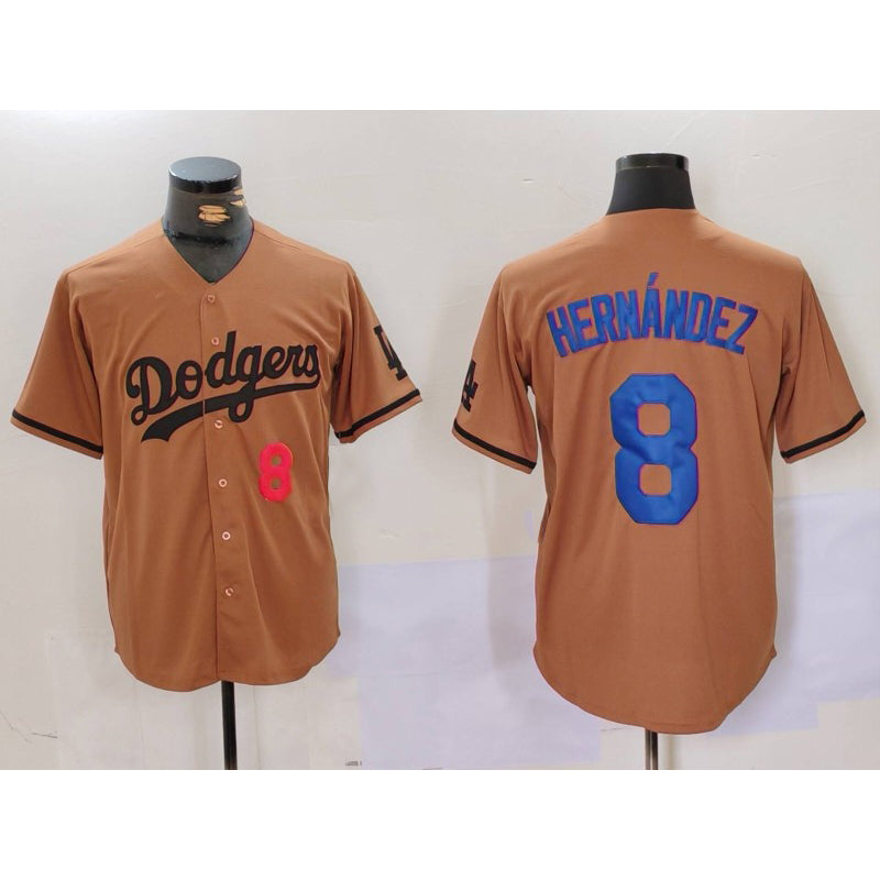 Los Angeles Dodgers #8 Kike Hernandez Number Olive JEROMEN Cool Base Limited Stitched Jersey 2