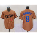 Los Angeles Dodgers #8 Kike Hernandez Number Olive JEROMEN Cool Base Limited Stitched Jersey 2