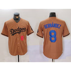 Los Angeles Dodgers #8 Kike Hernandez Number Olive JEROMEN Cool Base Limited Stitched Jersey 2