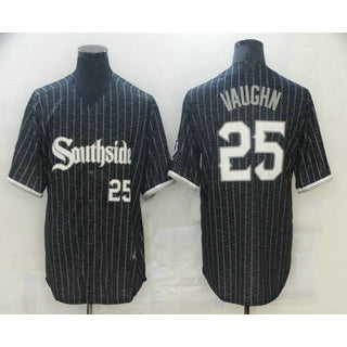 Chicago White Sox #25 Andrew Vaughn Black JEROMEN With Small Number 2021 City Connect Stitched Cool Base Jersey