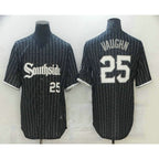 Chicago White Sox #25 Andrew Vaughn Black JEROMEN With Small Number 2021 City Connect Stitched Cool Base Jersey