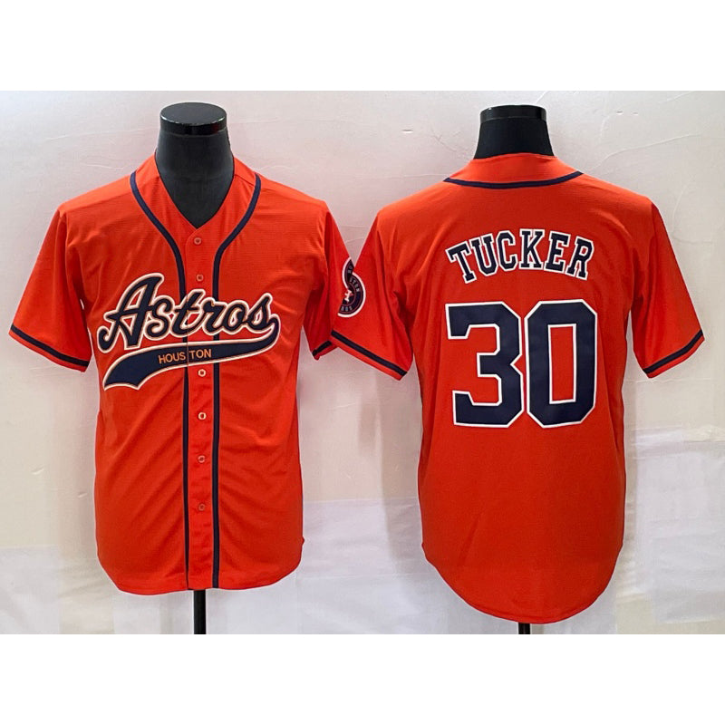 Houston Astros #30 Kyle Tucker Orange JEROMEN With Patch Cool Base Stitched Jersey