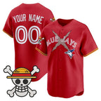 Custom Toronto Blue Jays x One Piece Red JEROMEN Vapor Premier Limited Jersey - Stitched