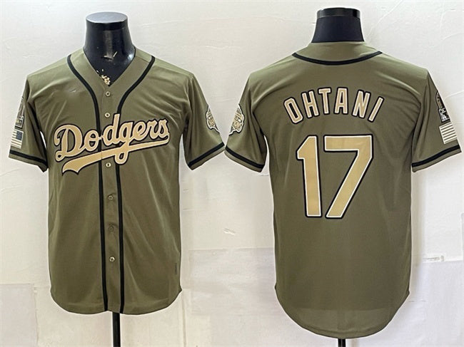 Los Angeles Dodgers #17 Shohei Ohtani Olive JEROMEN 2026 Armed Forces Day Stitched Jersey