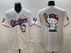 Los Angeles Dodgers Team Big Logo White JEROMEN Hello Kitty Night 2025 World Series Champions Patch Stitched Jersey