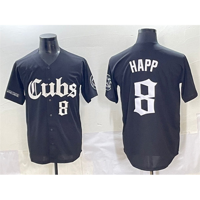 Chicago Cubs #8 Ian Happ Black JEROMEN 'Gothic North Side Edition' Vapor Premier Limited Stitched Jersey