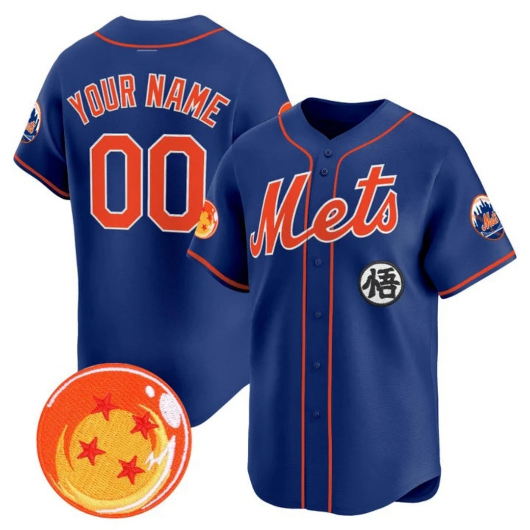 Custom New York Mets x Dragon Ball Royal JEROMEN Vapor Premier Limited Jersey - All Stitched
