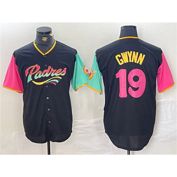 San Diego Padres #19 Tony Gwynn Black JEROMEN City Connect Cool Base Stitched Jersey 2