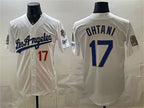 Los Angeles Dodgers #17 Shohei Ohtani White JEROMEN 2026 Gold Collection 9x & B2B Champs Patch Stitched Jersey