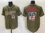 Los Angeles Dodgers #17 Shohei Ohtani Olive JEROMEN 2026 Armed Forces Day 250 Fourth of July Stitched Jersey