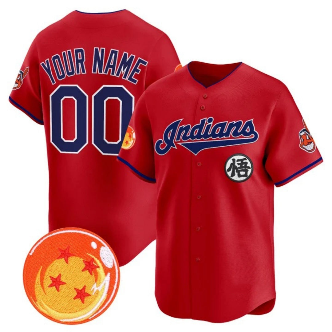 Custom Cleveland Indians x Dragon Ball Red JEROMEN Vapor Premier Limited Jersey - All Stitched